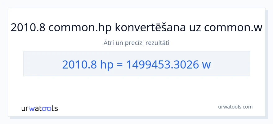 2010.8 zirgspēki uz vati konversiju