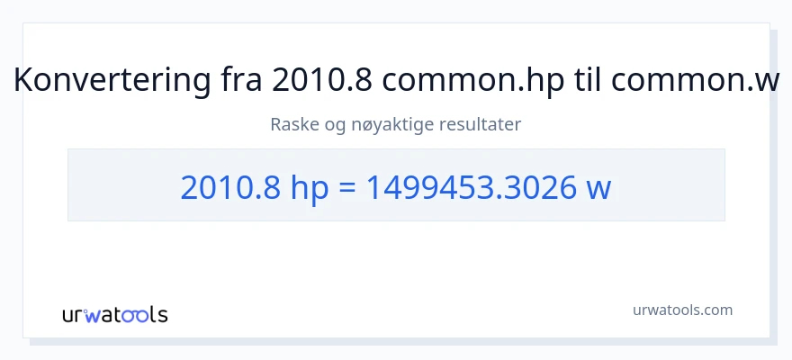 2010.8 hestekrefter til watt konvertering