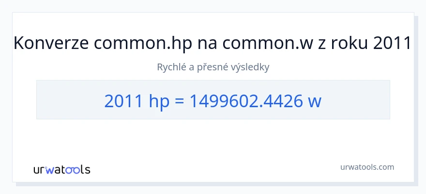 Konverze z koňská síla na watty: 2011