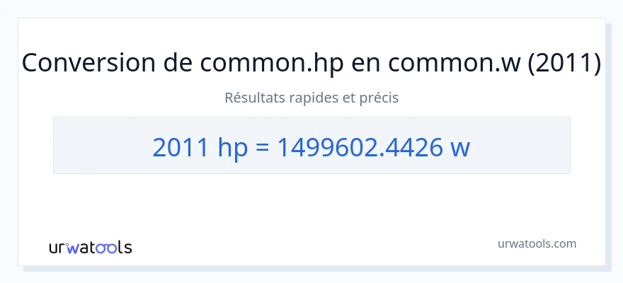 Conversion 2011 chevaux-vapeur vers watts