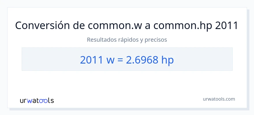 Conversión de 2011 vatios a caballo de fuerza