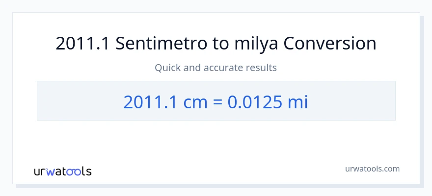 2011.1 Mga Sentimetro patungong milya na conversion