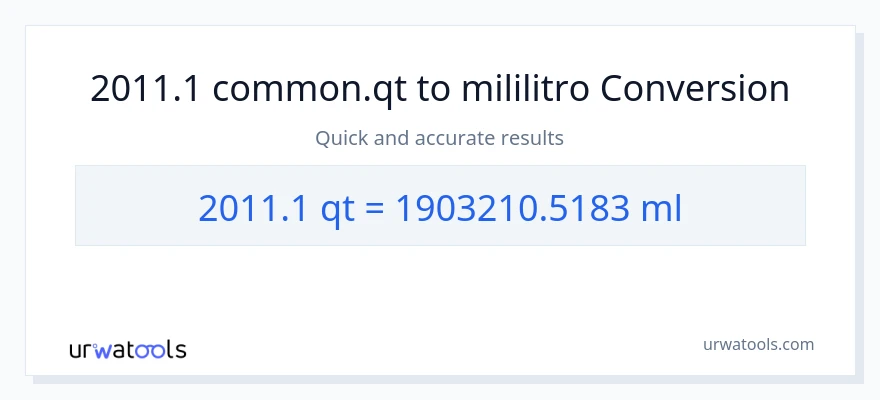 2011.1 Quarts patungong mga mililitro na conversion