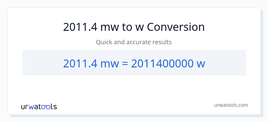 2011.4 mga megawatt patungong watts na conversion