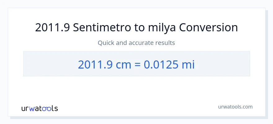 2011.9 Mga Sentimetro patungong milya na conversion
