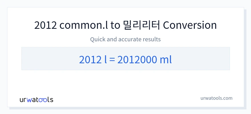 2012 Liters에서 밀리리터으로의 변환