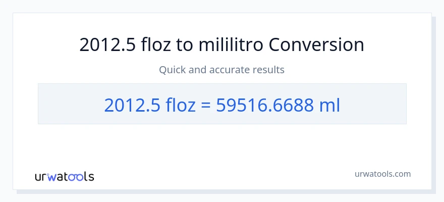 2012.5 mga onsa ng likido patungong mga mililitro na conversion