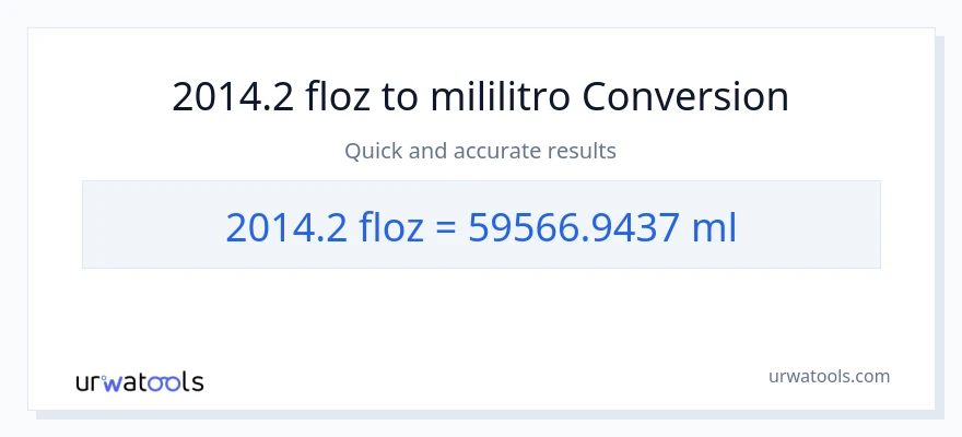 2014.2 mga onsa ng likido patungong mga mililitro na conversion