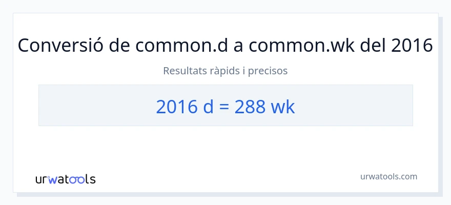Conversió de 2016 Dies a setmanes