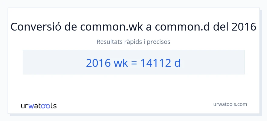 Conversió de 2016 setmanes a Dies