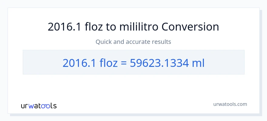 2016.1 mga onsa ng likido patungong mga mililitro na conversion