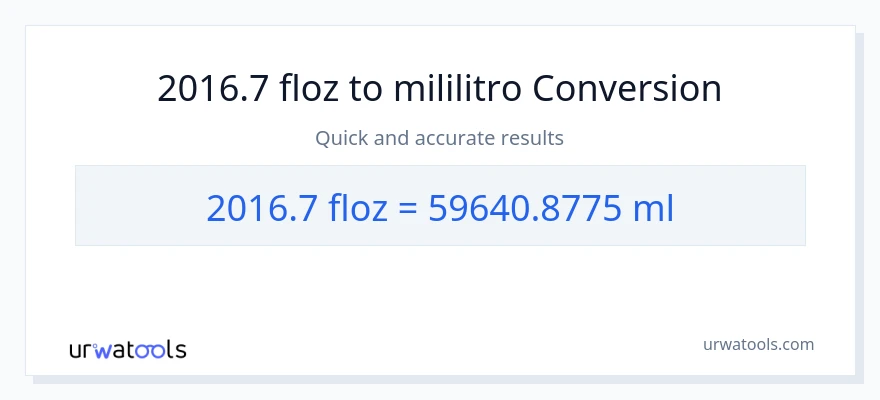 2016.7 mga onsa ng likido patungong mga mililitro na conversion