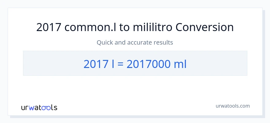 2017 Liters patungong mga mililitro na conversion