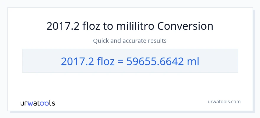 2017.2 mga onsa ng likido patungong mga mililitro na conversion