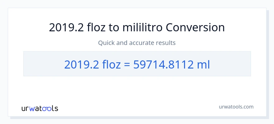 2019.2 mga onsa ng likido patungong mga mililitro na conversion