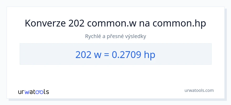 Konverze z watty na koňská síla: 202