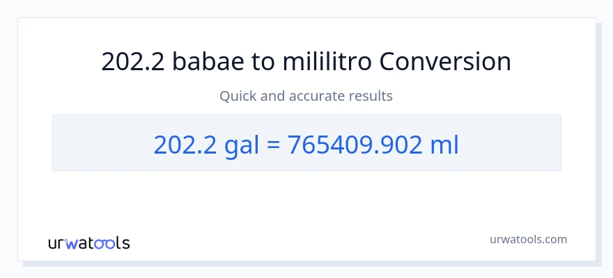 202.2 Mga galon patungong mga mililitro na conversion