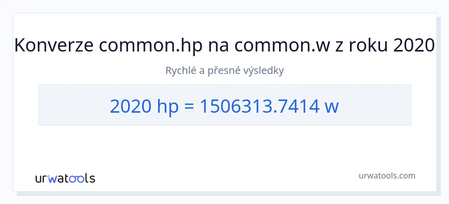 Konverze z koňská síla na watty: 2020