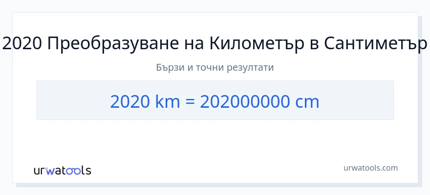 2020 конверсия от километри до Сантиметри