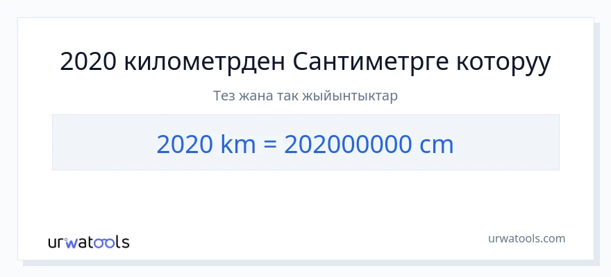 2020 километр дан Сантиметр га конверсия