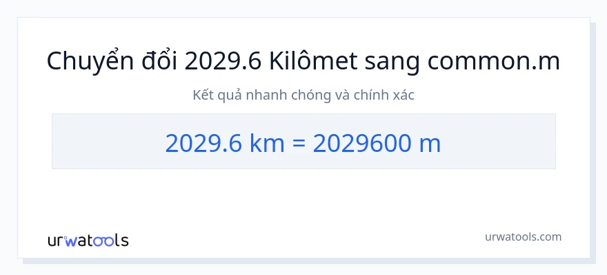 Chuyển đổi 2029.6 kilômét sang Mét