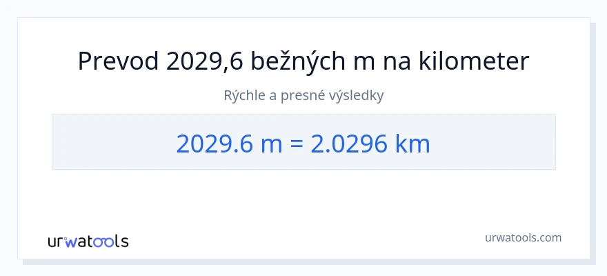 Konverzia z Metre na kilometre: 2029.6