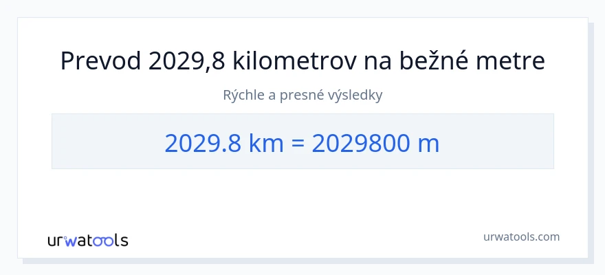 Konverzia z kilometre na Metre: 2029.8