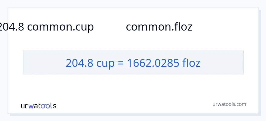 204.8 ಕಪ್‌ಗಳು ರಿಂದ ದ್ರವ ಔನ್ಸ್ ಪರಿವರ್ತನೆ