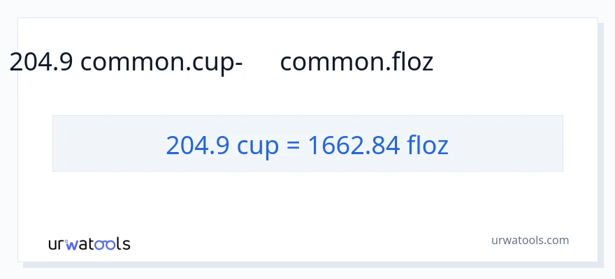204.9 բաժակներ-ից հեղուկ ունցիա փոխակերպում