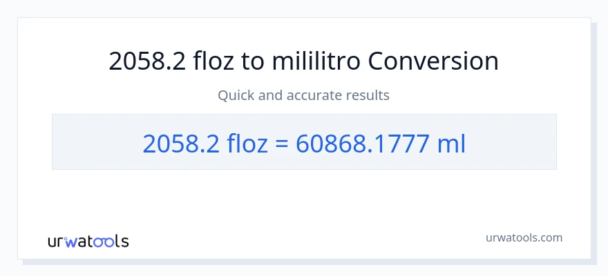 2058.2 mga onsa ng likido patungong mga mililitro na conversion