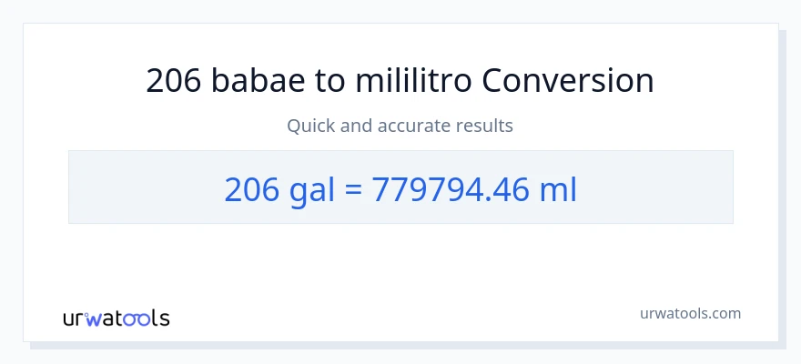 206 Mga galon patungong mga mililitro na conversion