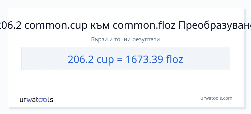 206.2 конверсия от чаши до течни унции