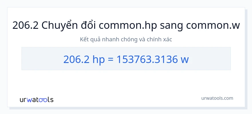 Chuyển đổi 206.2 mã lực sang watt