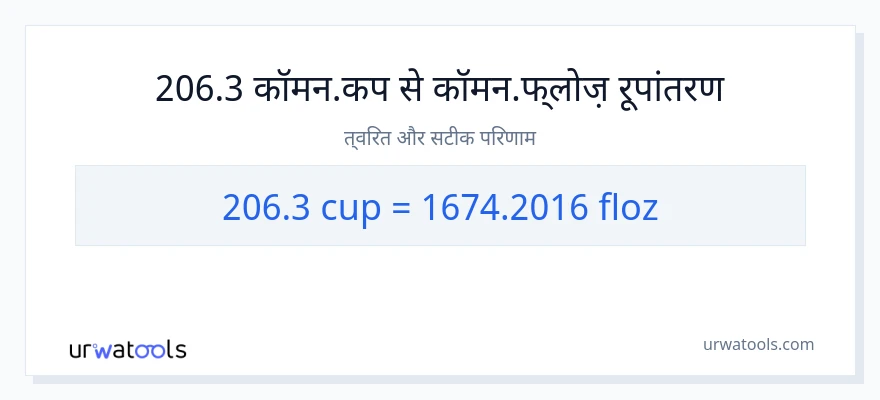 206.3 कप से द्रव औंस रूपांतरण