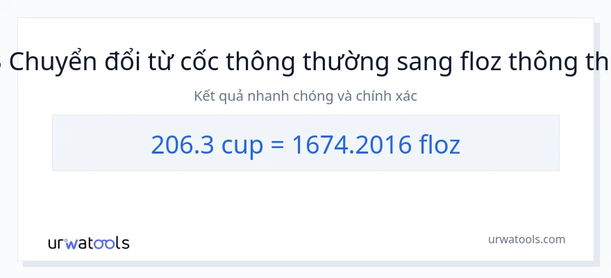 Chuyển đổi 206.3 cốc sang ounce chất lỏng