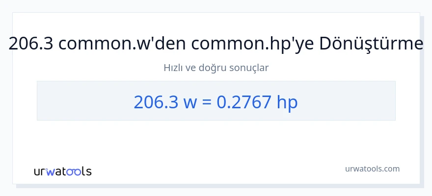 206.3 watt'den beygir gücü'e dönüşüm