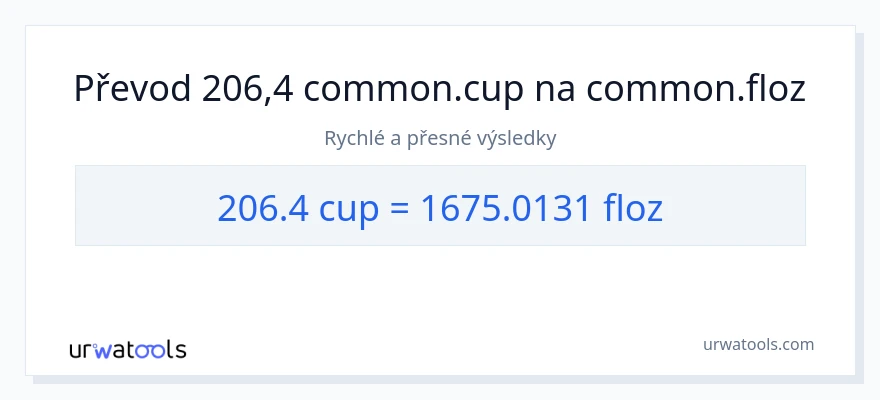 Konverze z šálky na tekuté unce: 206.4