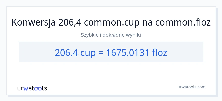 Konwersja 206.4 stan nietrzeźwy do uncje płynu