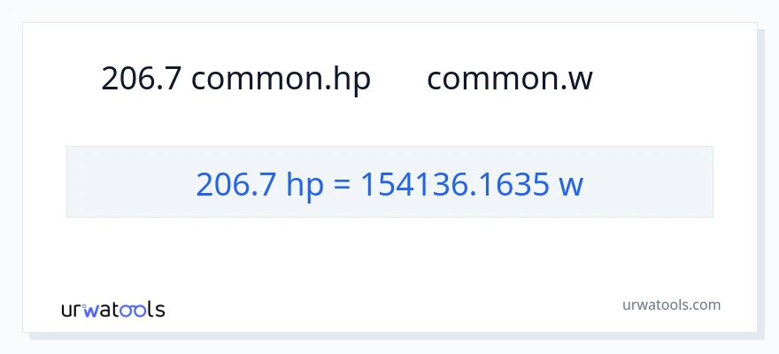 206.7 馬力 から ワット への変換