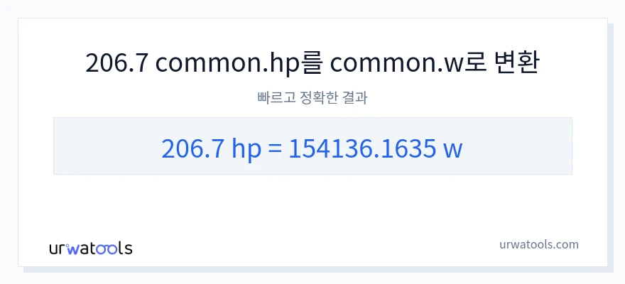 206.7 마력에서 와트으로의 변환