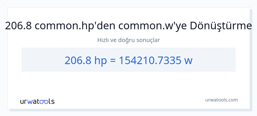 206.8 beygir gücü'den watt'e dönüşüm
