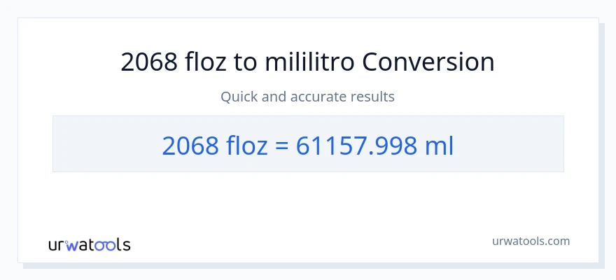 2068 mga onsa ng likido patungong mga mililitro na conversion