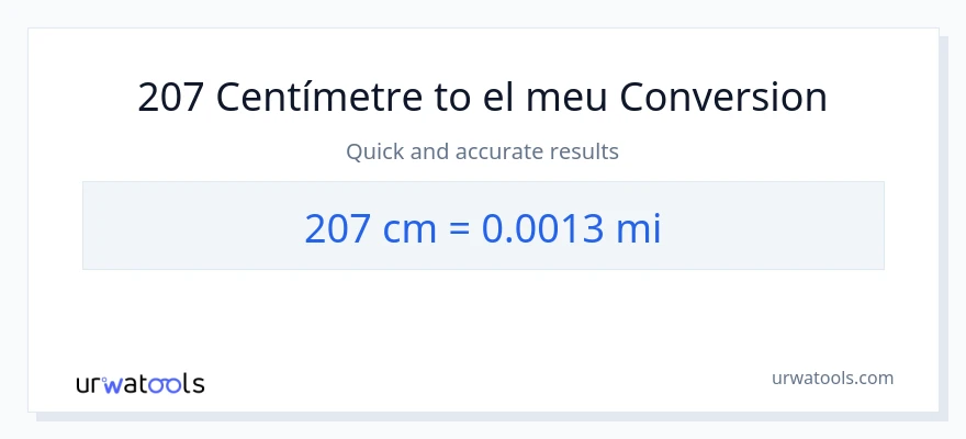 Conversió de 207 Centímetres a milles