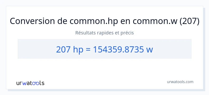 Conversion 207 chevaux-vapeur vers watts