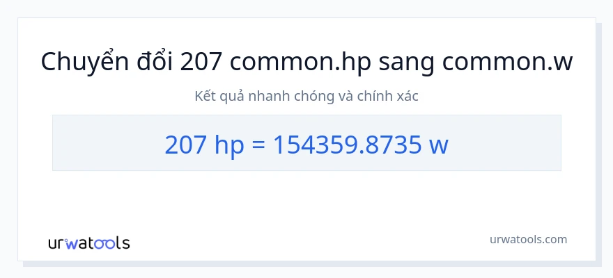 Chuyển đổi 207 mã lực sang watt