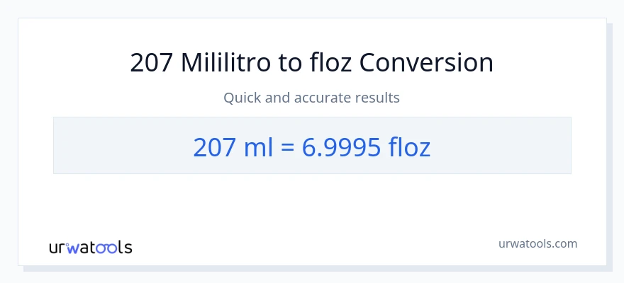 207 mga mililitro patungong mga onsa ng likido na conversion