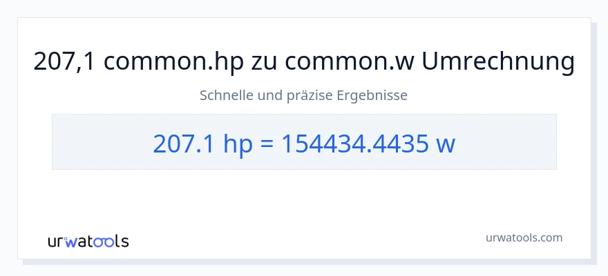 207.1 PS zu Watt Umwandlung