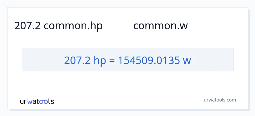 207.2 অশ্বশক্তি থেকে ওয়াট রূপান্তর