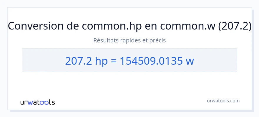 Conversion 207.2 chevaux-vapeur vers watts