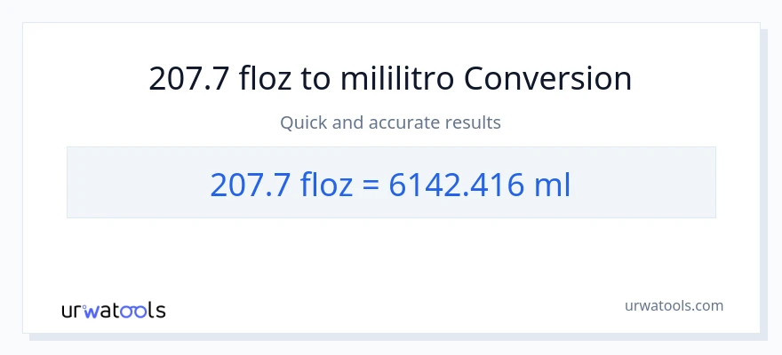 207.7 mga onsa ng likido patungong mga mililitro na conversion